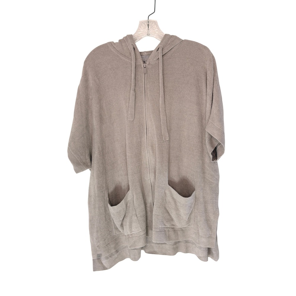 Barefoot‎ Dreams CozyChic Ultra Lite Hoodie Cozy Short Sleeve Beige Small Medium